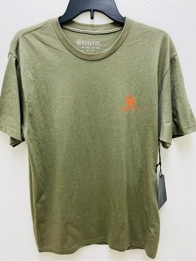 Beretta Olive Green Logo Size L Men's Crew Neck Short Sleeve T-Shirt